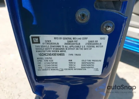 2003 Chevrolet Silverado 2500Hd Ls z USA, uszkodzony, nr VIN 1GCHC29G43E164655